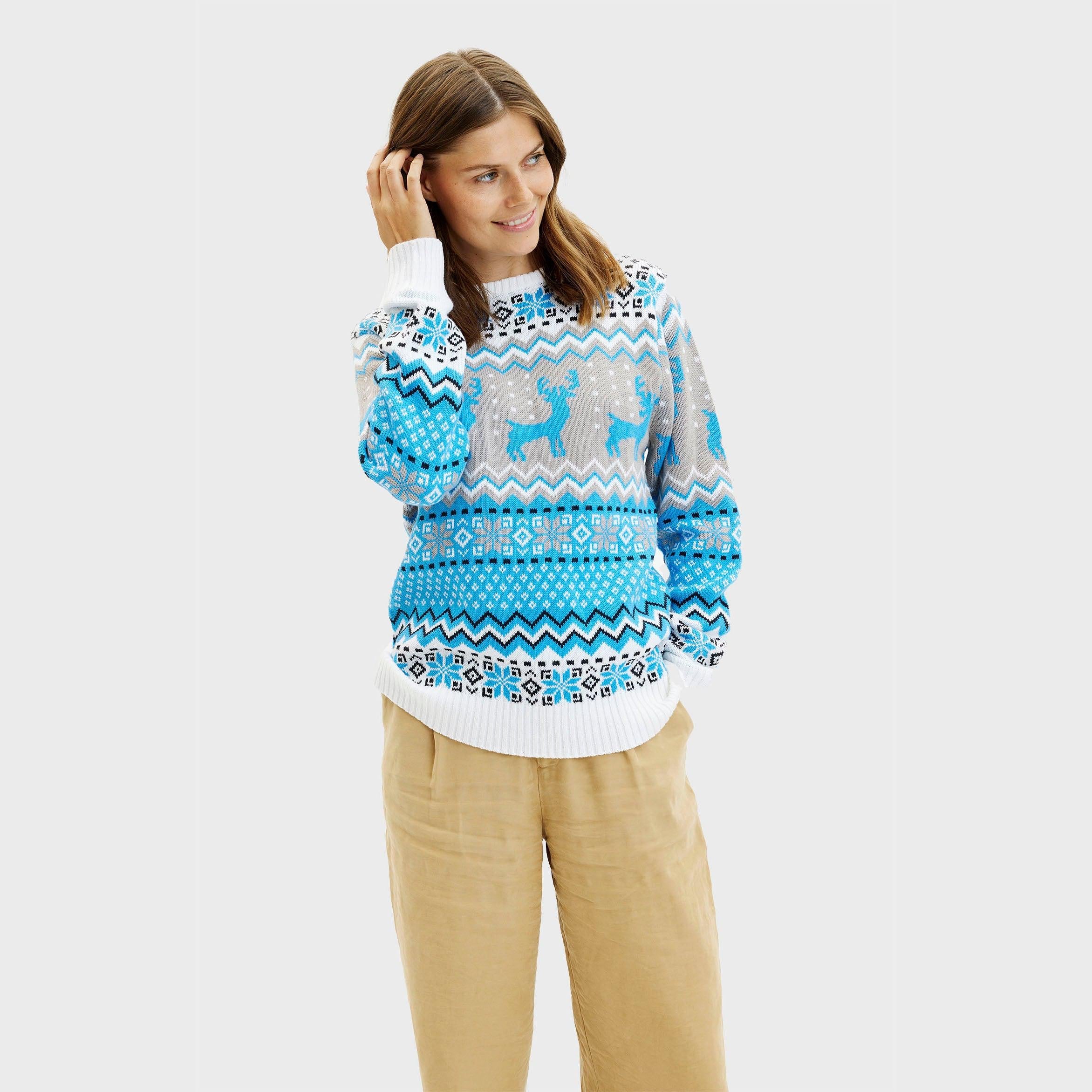 Traditional Blue Christmas Sweater β Women